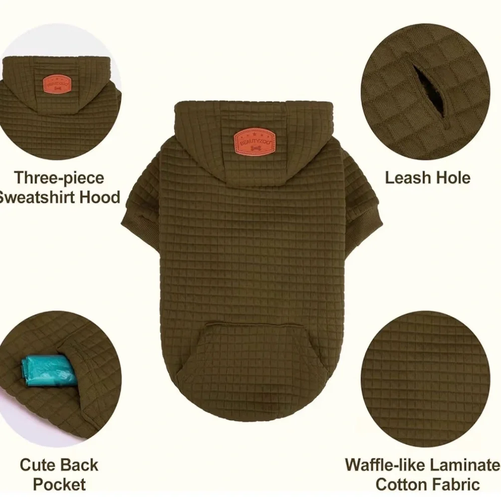 Army Green Quilted Dog Hoodie
